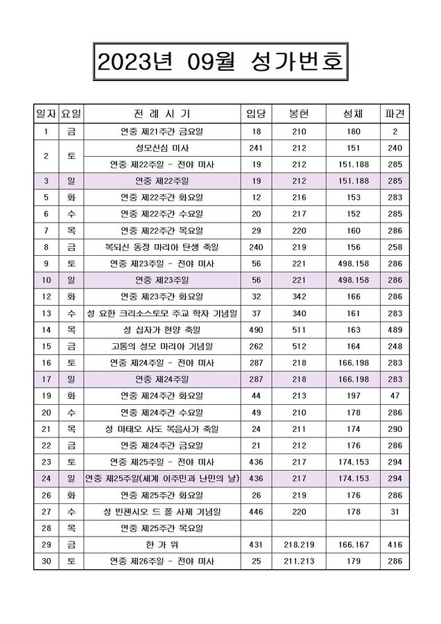2023년 09월 성가번호001.jpg : 2023년 9월 성가번호 입니다.