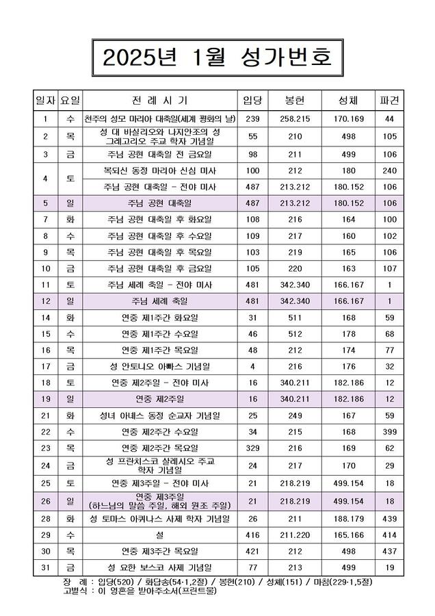 2025년 1월 성가번호001.jpg : 2025년 1월 성가번호